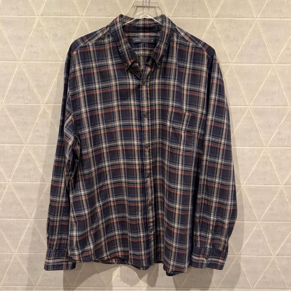 Vince Mens Long Sleeve Plaid Button Up XXL